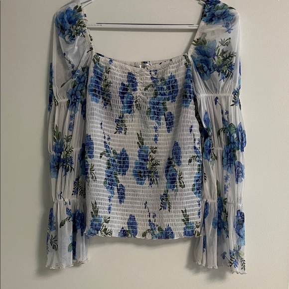 VENUS Blue Floral Sheer Blouse - Picture 1 of 6